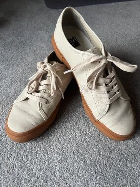 Frye Cream Leather Lace-Up Sneakers with Gum Rubber Sole